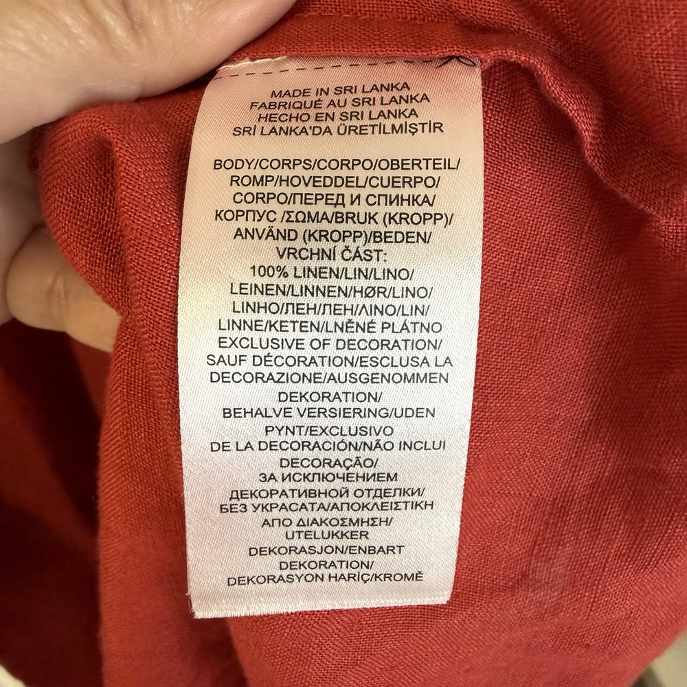Lauren Ralph Lauren 100% Linen Red Button Down Shirt Women's Long Sleeve Size XL - Picture 8 of 8